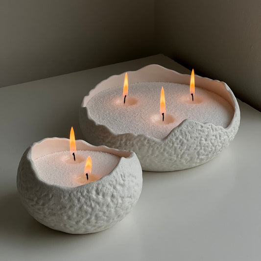 FLAMMÉ Lumi Bowl candle dust glowing with multiple wicks